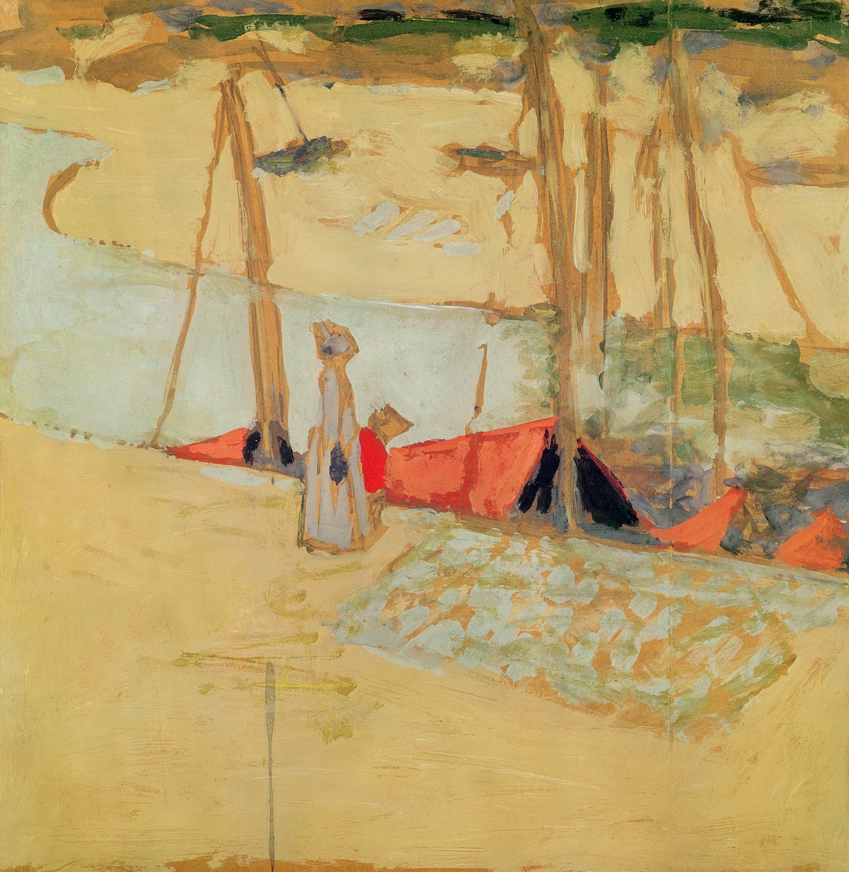 Promenade no porto em Le Pouliguen, 1908 (cinomose no cartão) de Edouard Vuillard
