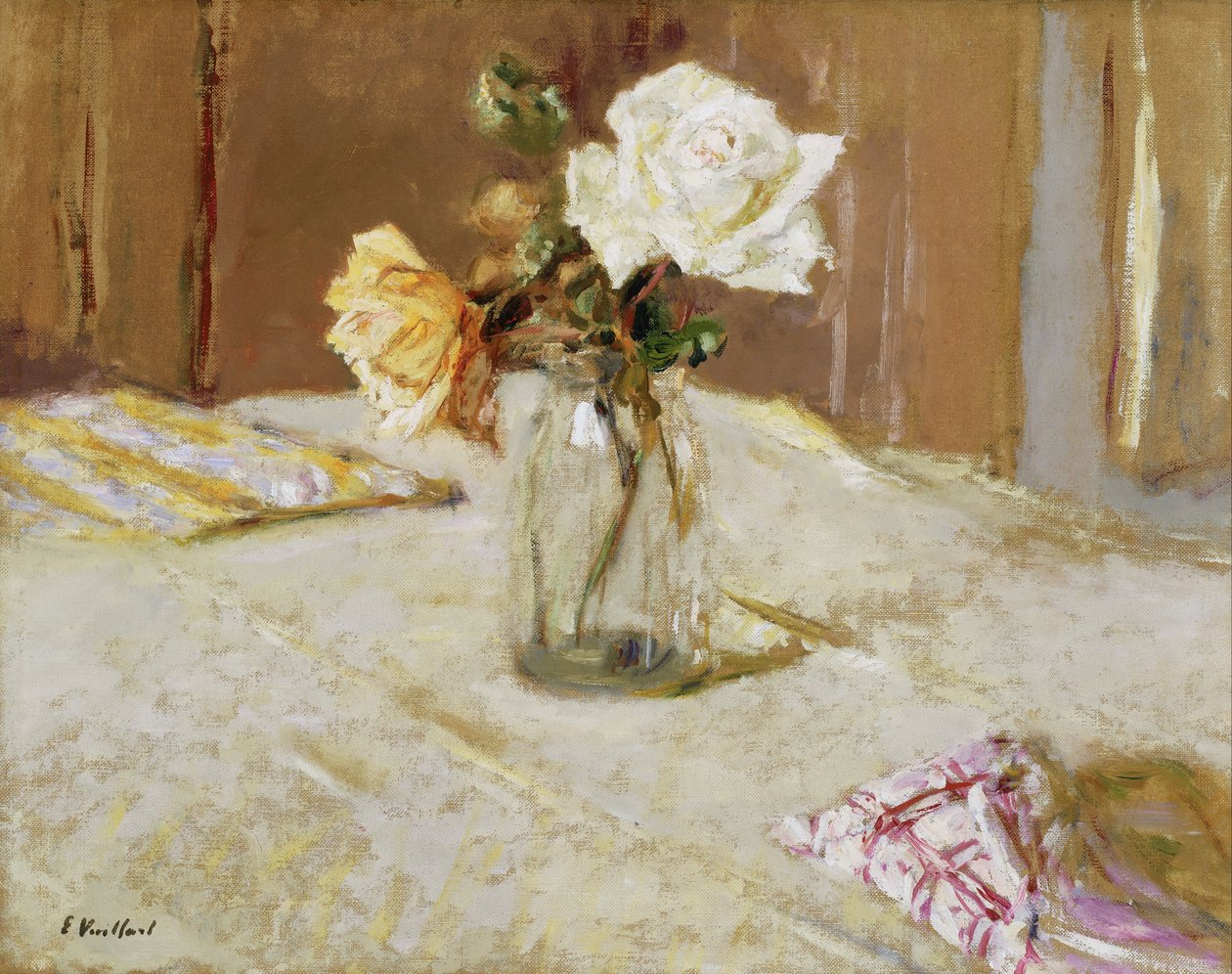 Rosas em um vaso de vidro de Edouard Vuillard