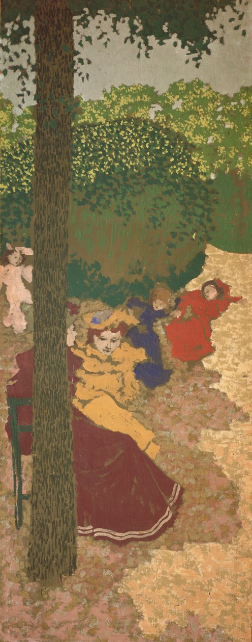 Os Jardins Públicos: Young Girls Playing, 1894 (cinomose na tela) de Edouard Vuillard