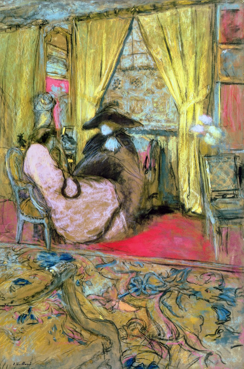 A visita, c.1910 (pastel sobre papel) de Edouard Vuillard