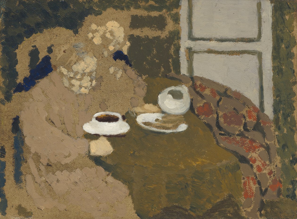 Duas Mulheres Bebendo Café, c.1893 (óleo sobre papelão) de Edouard Vuillard