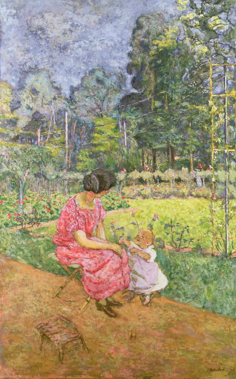 Mulher e criança em um jardim 88, mulher e criança no jardim; de Edouard Vuillard