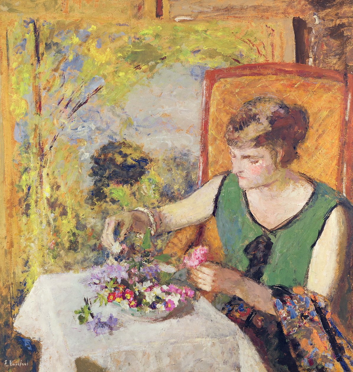 Mulher com um buquê de flores, 1925 de Edouard Vuillard
