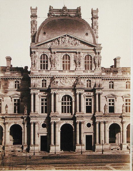 O Pavilhão Richelieu do Louvre (foto a p/b) de Edouard Denis Baldus