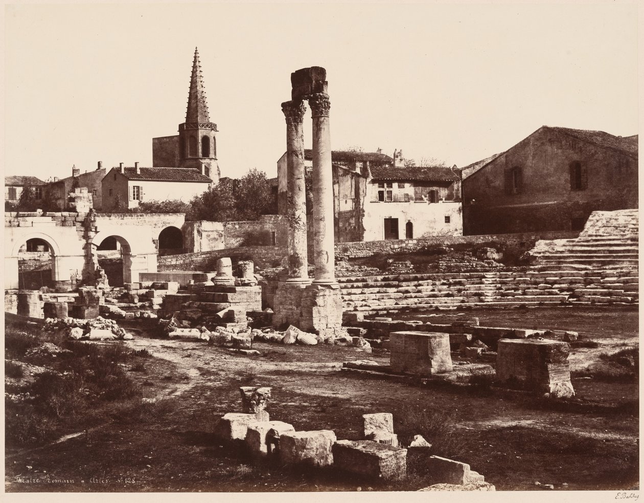 Theatre Romain a Arles (Teatro Romano de Arles),c. 1855 (foto) de Edouard Denis Baldus