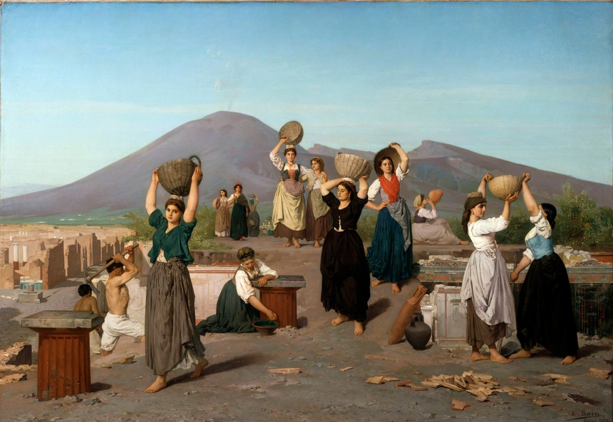 Cena de escavações em Pompeia Pintura de Edouard Sain (1830-1910) 1865 Sol. 1,2x1,72 m Paris, musee d