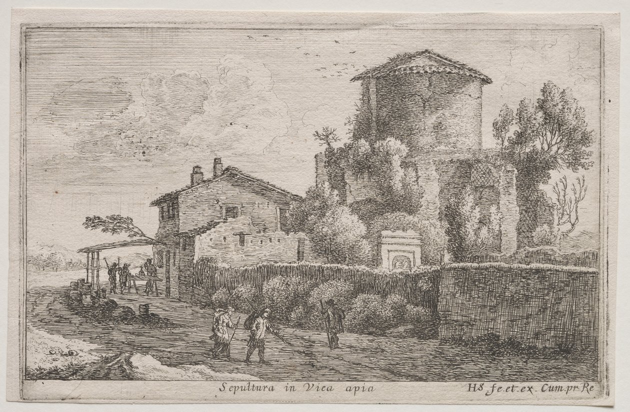 Vistas diversas dentro e ao redor de Roma: Tumba ao longo da Via Ápia de Édouard Baldus