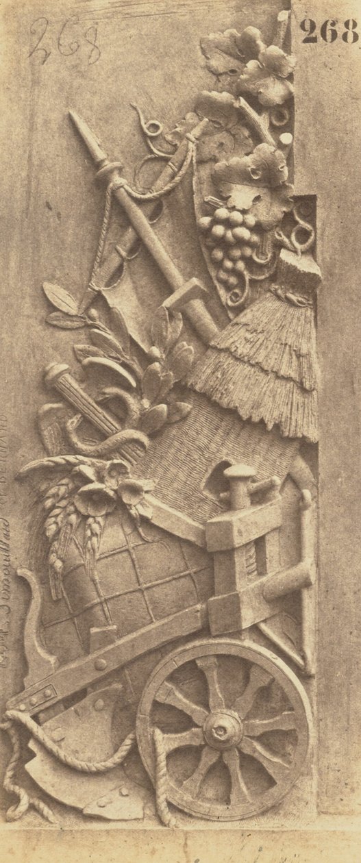 ["A Agricultura e o Comércio", escultura de Joseph-Félix Simouillard e Eustache Bernard, Decoração do Louvre, Paris]. de Édouard Baldus