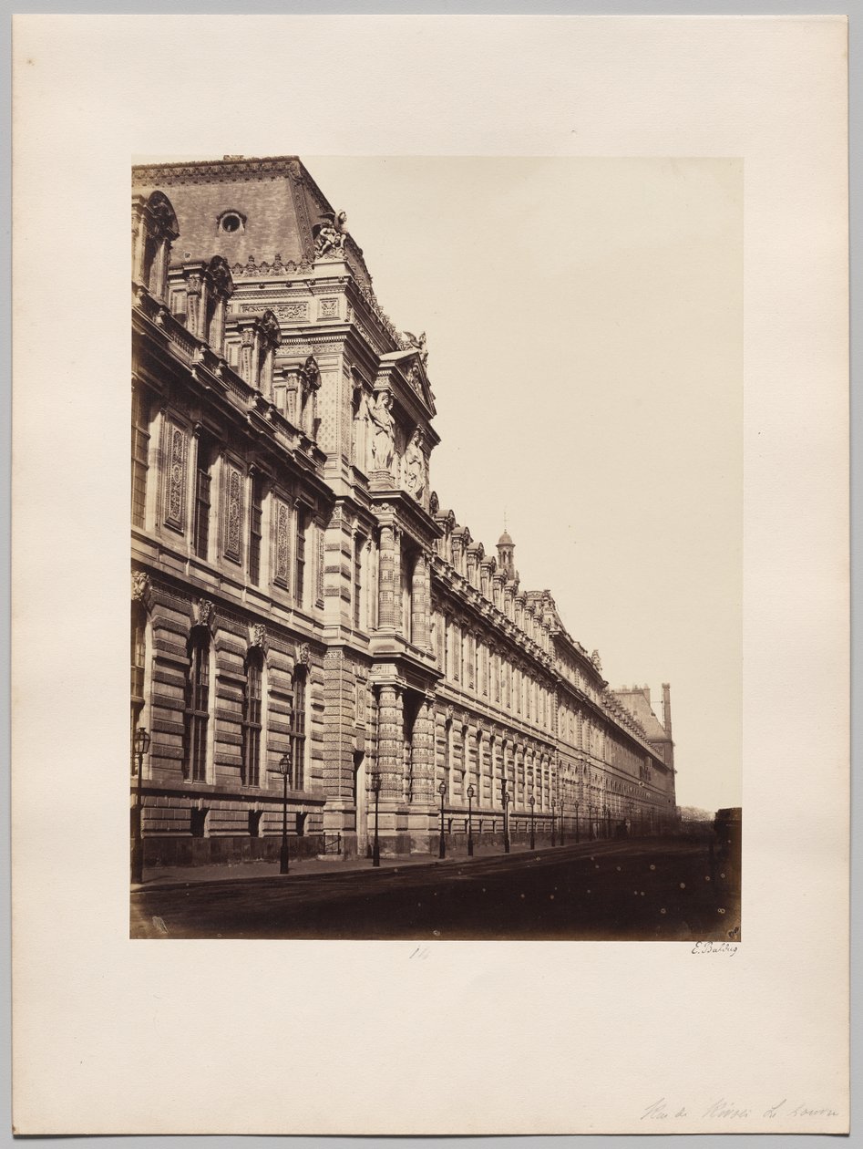 Louvre, fachada da rue de Rivoli, Paris de Édouard Baldus