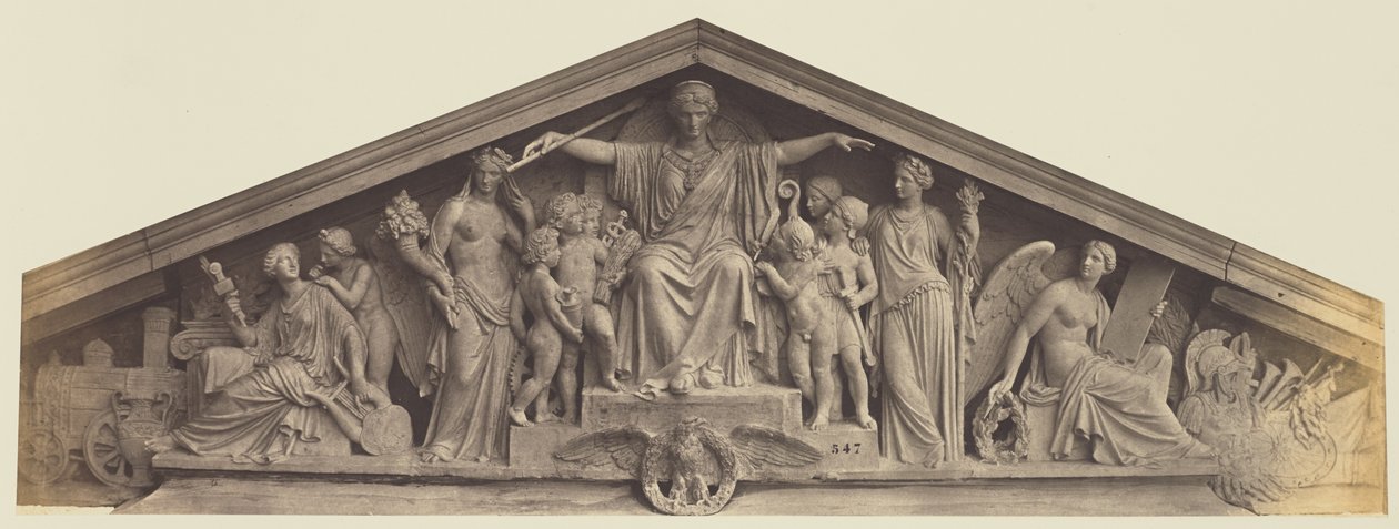 Frontão do Pavilhão Richelieu, Louvre, Paris de Édouard Baldus
