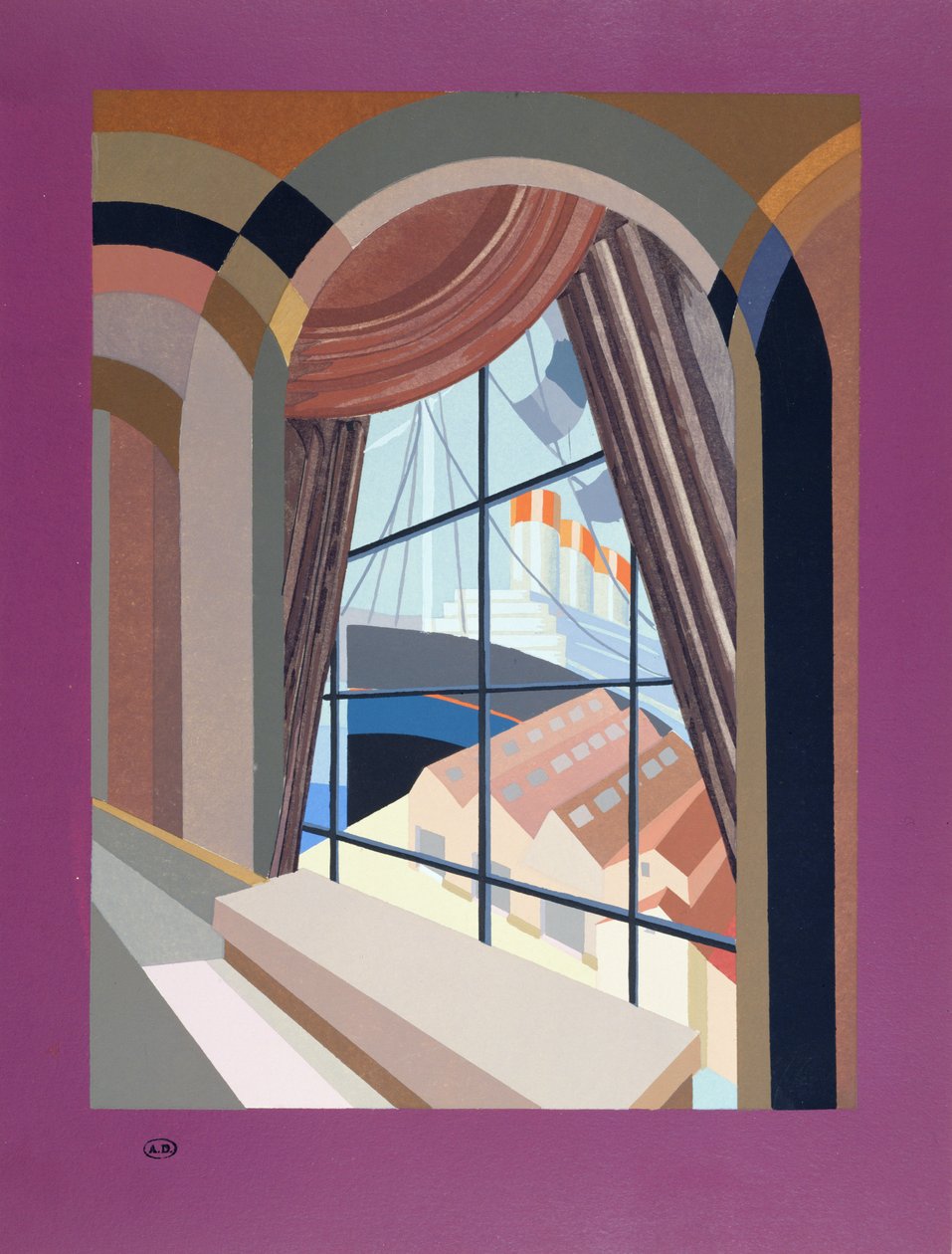 Design de papel de parede, de &39;Relais&39;, publicado em 1930 de Edouard Benedictus