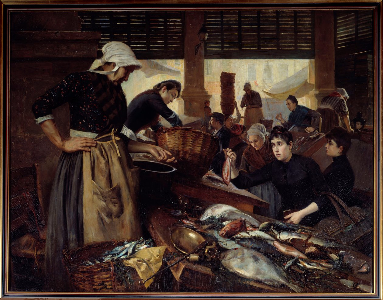 Vista do Salão Delacroix. Caminhada para os peixes de Marselha. Pintura de Edouard Cremieux (1856-1944) de Edouard Cremieux