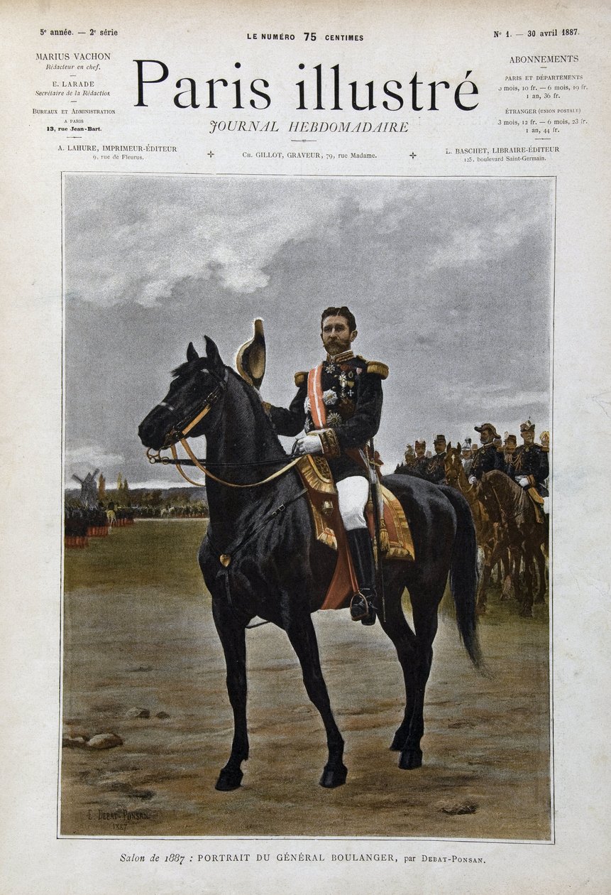 Retrato equestre do General Georges Boulanger (1837-1891), político "depois de Edouard Debat Ponsan" (Debat-Ponsan de Edouard Debat Ponsan