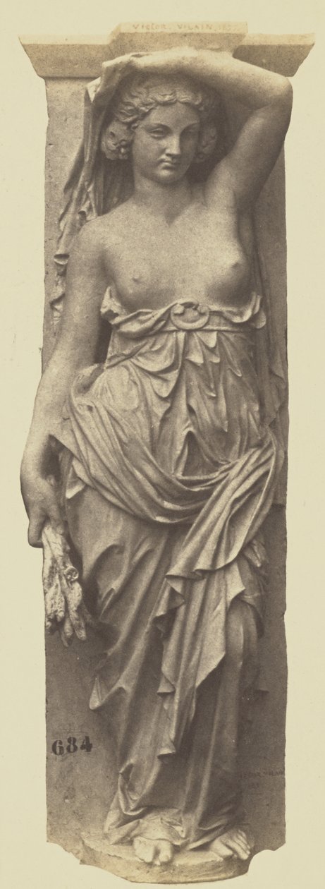 Caryatid por Victor Vilain, Decoração do Louvre, Paris de Edouard Denis Baldus