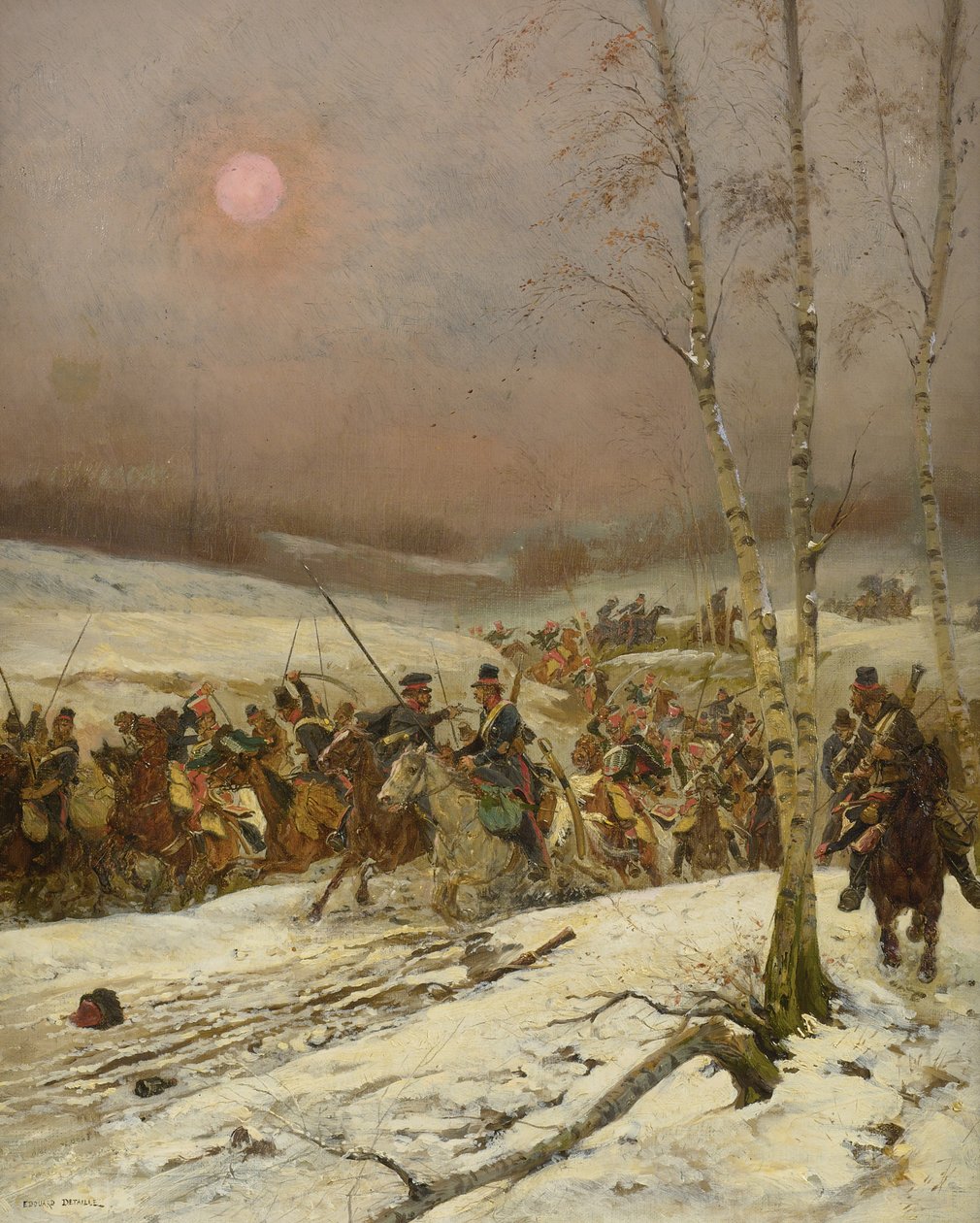 Cossacos Atacando um esquadrão da Guarda de Honra, c. 1910 de Jean Baptiste Edouard Detaille