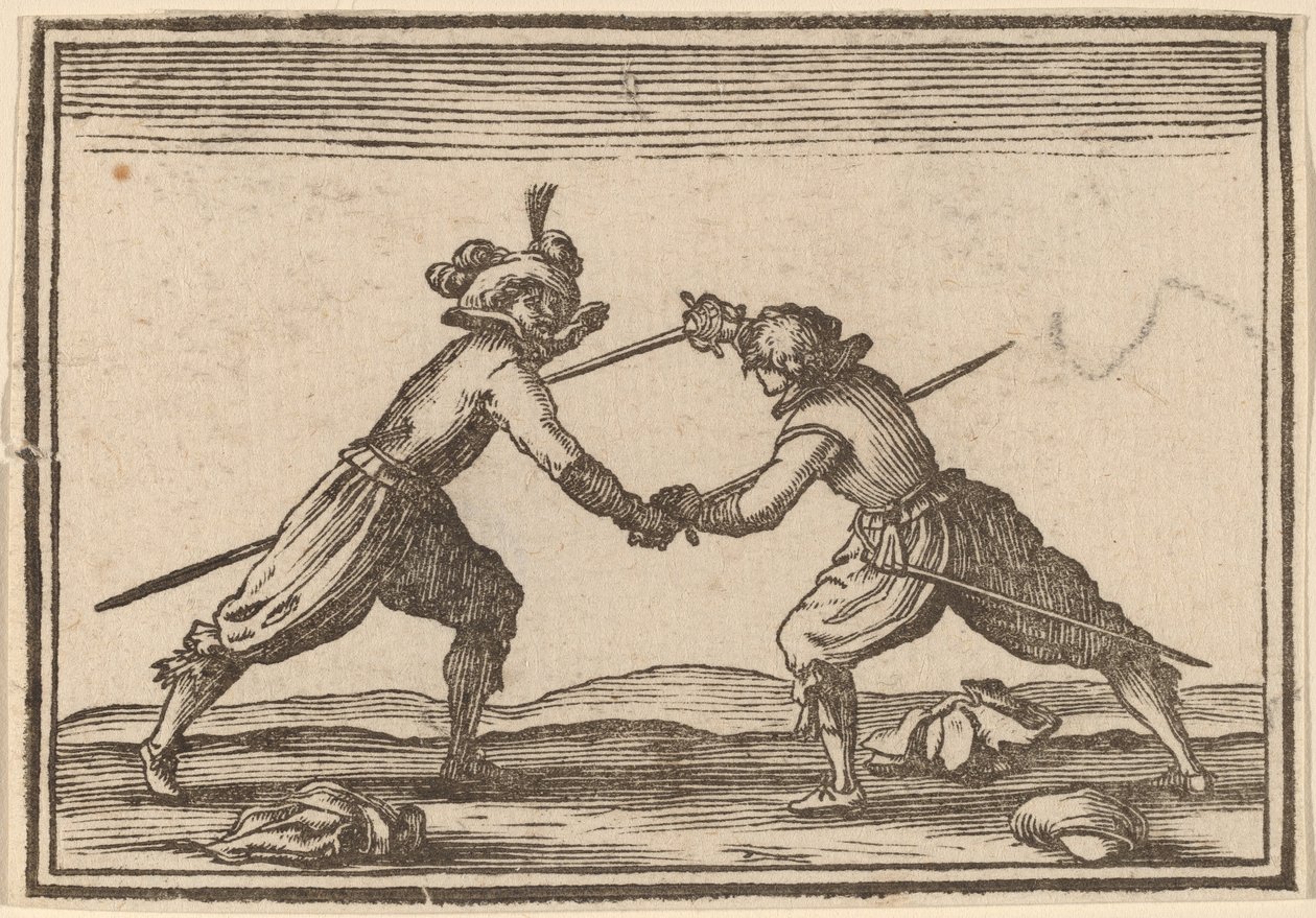 Duelo com espadas de Edouard Eckman after Jacques Callot