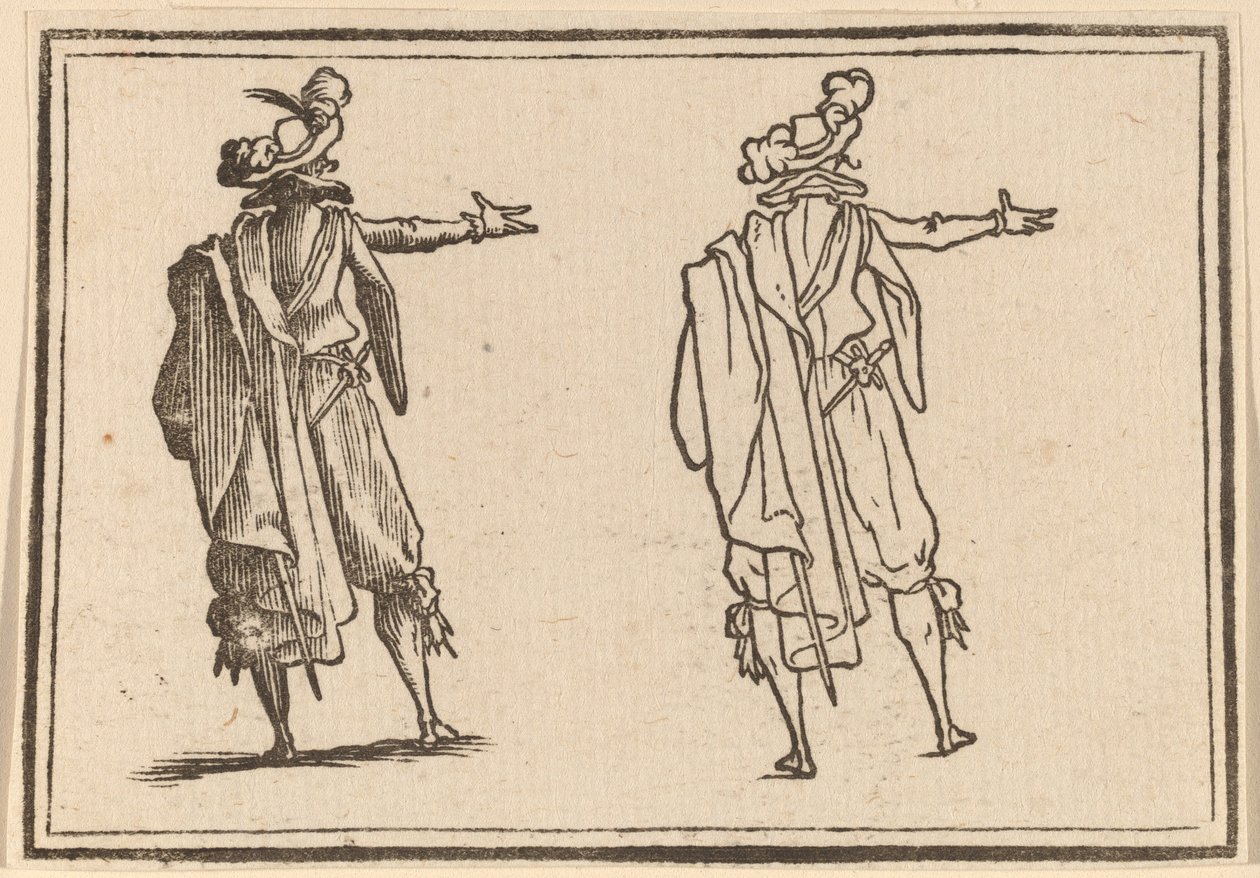 Homem visto de trás com o braço direito estendido de Edouard Eckman after Jacques Callot