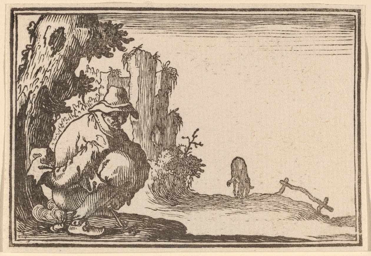 Camponês defecando de Edouard Eckman after Jacques Callot