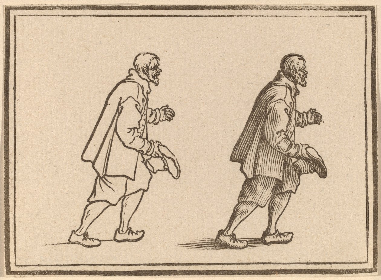 Camponês com chapéu na mão de Edouard Eckman after Jacques Callot