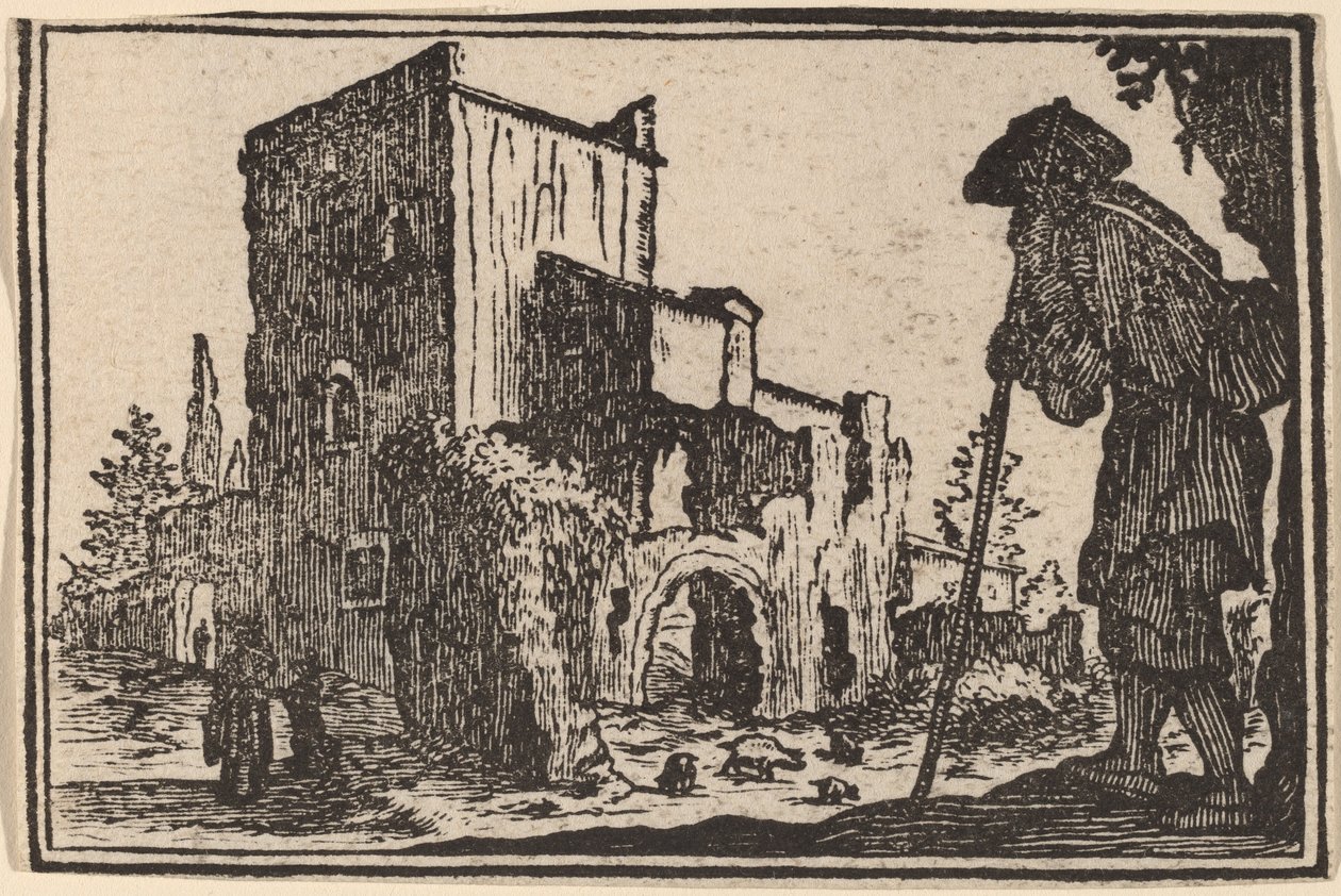 Pastor e ruínas de Edouard Eckman after Jacques Callot