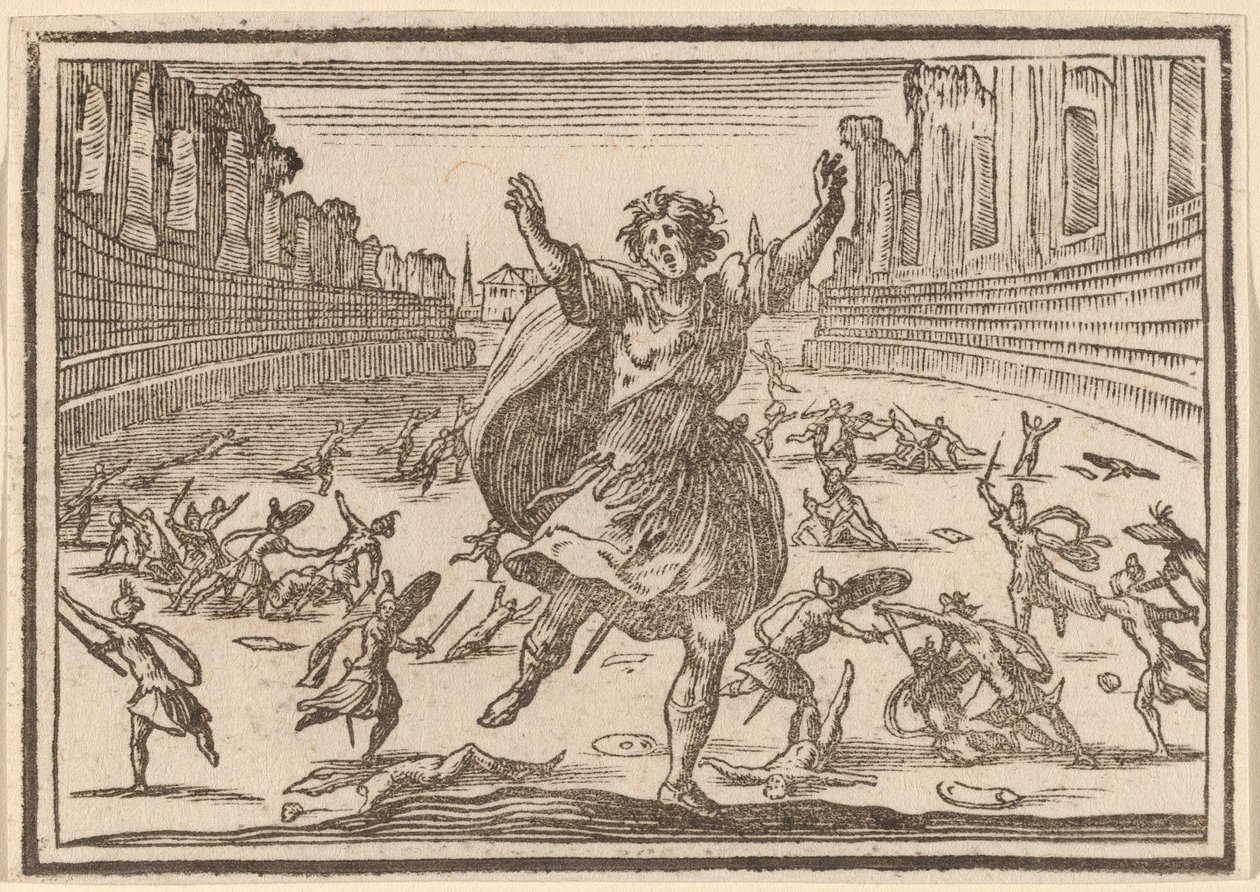 Escaramuça em um circo romano de Edouard Eckman after Jacques Callot