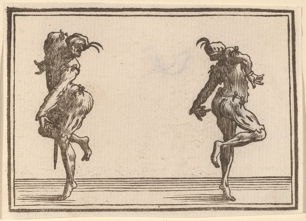 Duas Pantalonas Dançando de Edouard Eckman after Jacques Callot