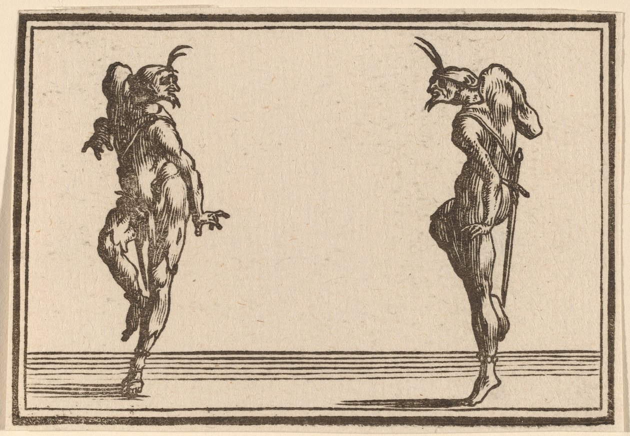 Duas Pantalonas Dançando de Edouard Eckman after Jacques Callot