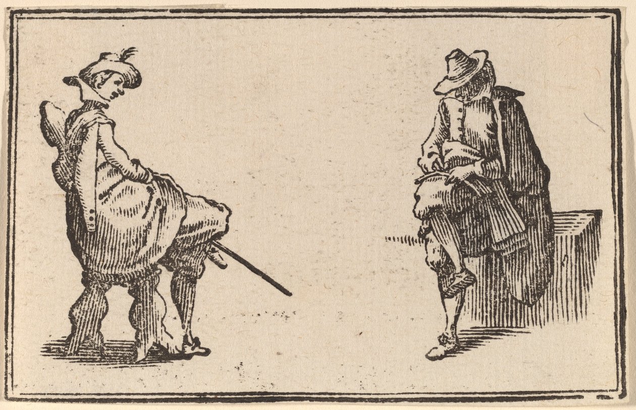 Duas Figuras Sentadas de Edouard Eckman after Jacques Callot