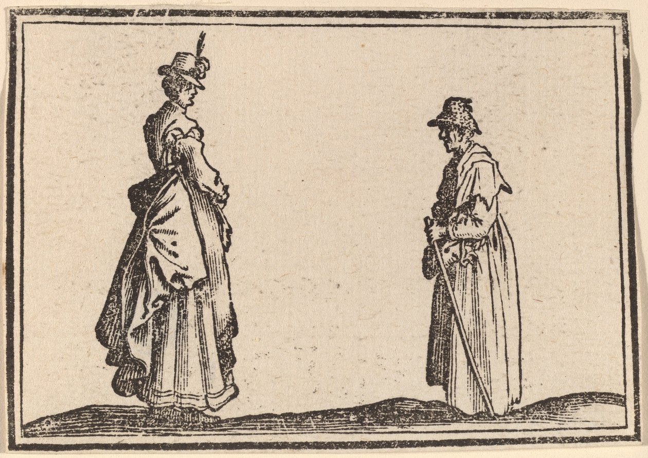 Duas mulheres no perfil de Edouard Eckman after Jacques Callot