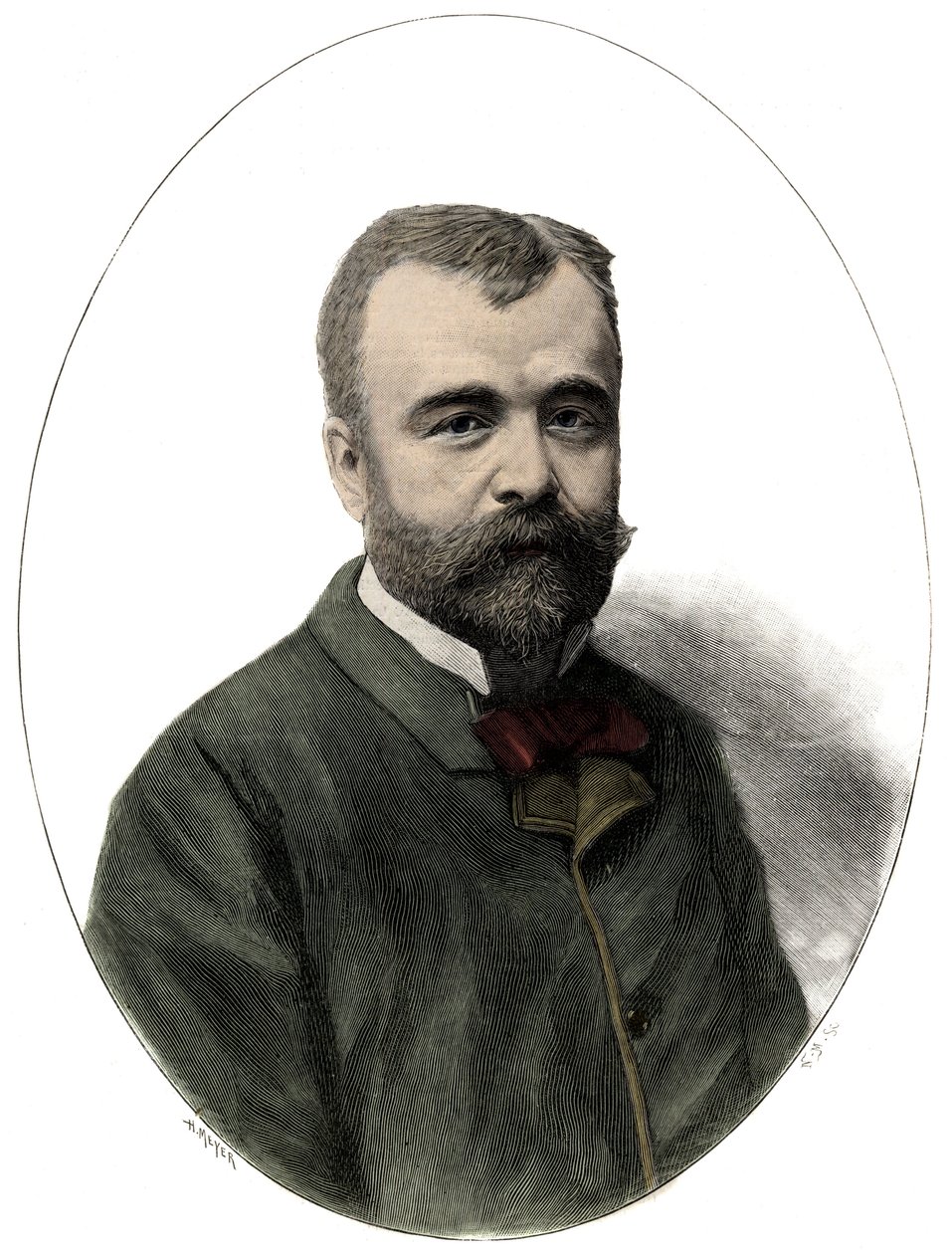 Retrato de Ernest Lavisse (1842-1922), historiador e acadêmico francês - Gravura de Navellier em "Le journal illustrious" de 1892 de Edouard Felicien Eugene Navellier