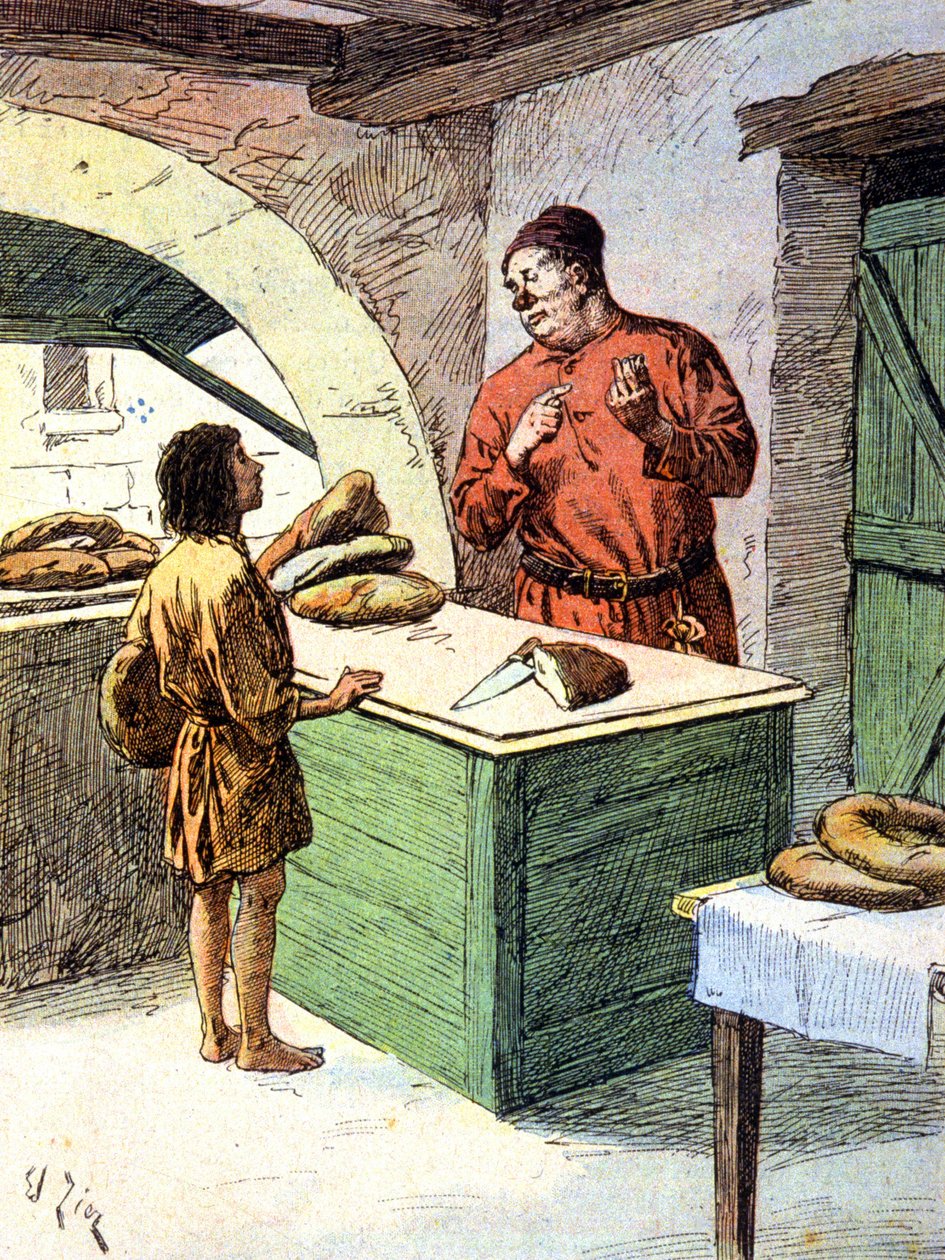 Um padeiro na Idade Média, c.1900 (gravura) de Edouard Francois Zier
