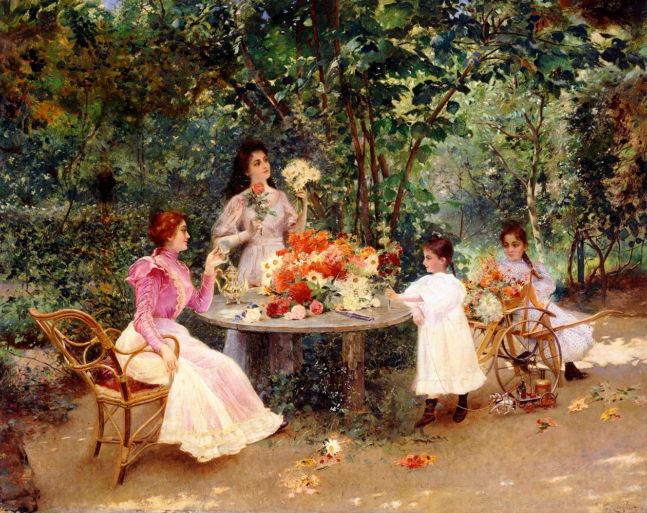 Hora do chá no jardim, de Edouard Frederic Wilhelm Richter