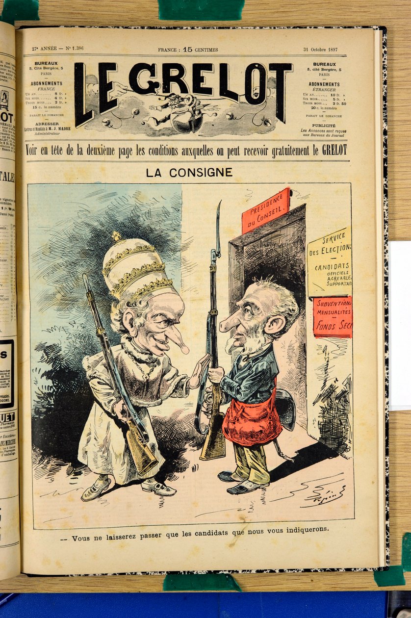 Capa do "Le Grelot", número 1386, Satirique en Couleurs de Edouard Guillaumin Pepin
