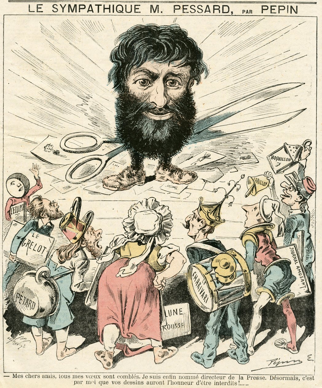 Capa do "Le Grelot", número 356, Satirique en Couleurs de Edouard Guillaumin Pepin