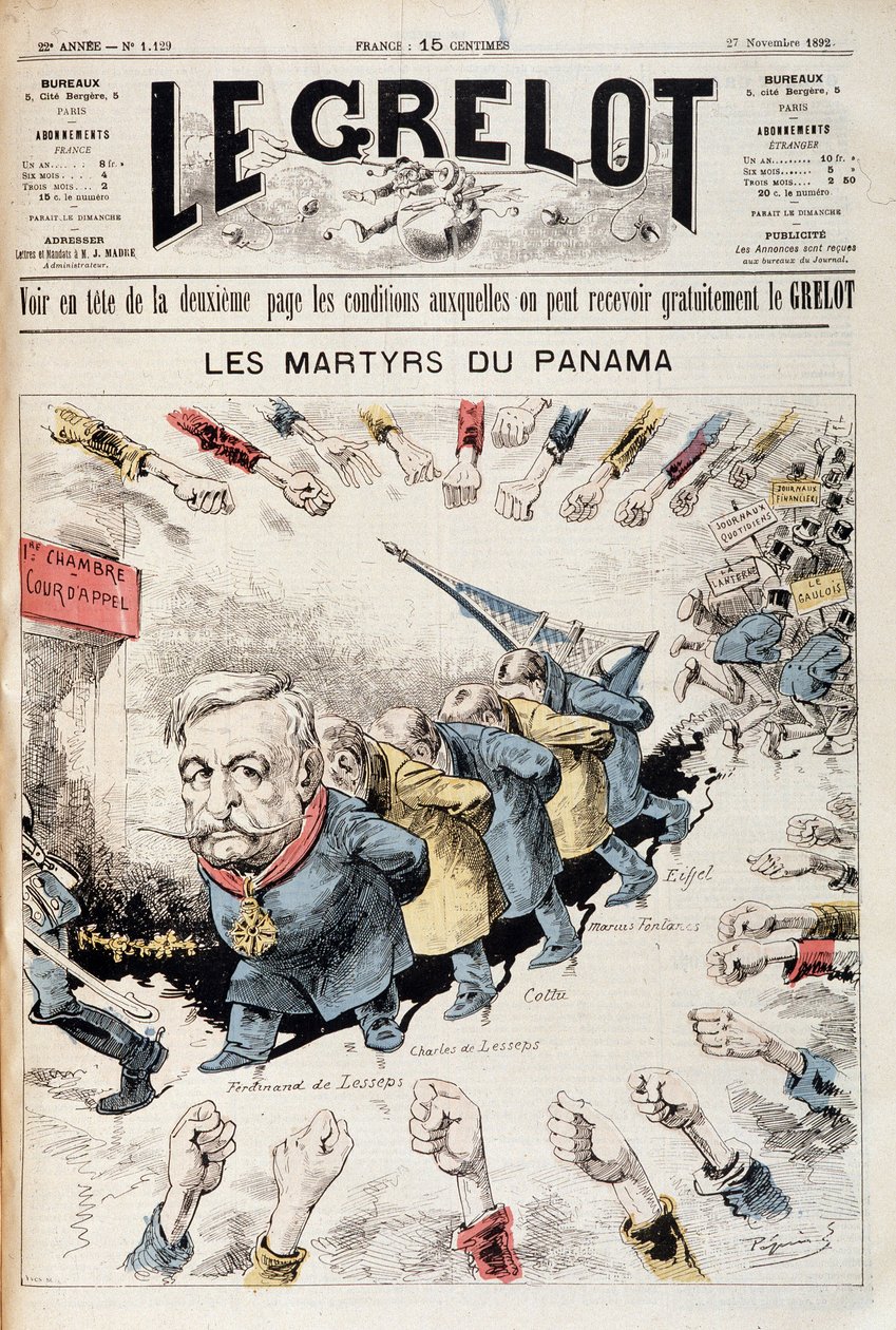 Os Mártires do Panamá por Pépin - Couv. "O Grelot" de 27 de novembro de Edouard Guillaumin Pepin