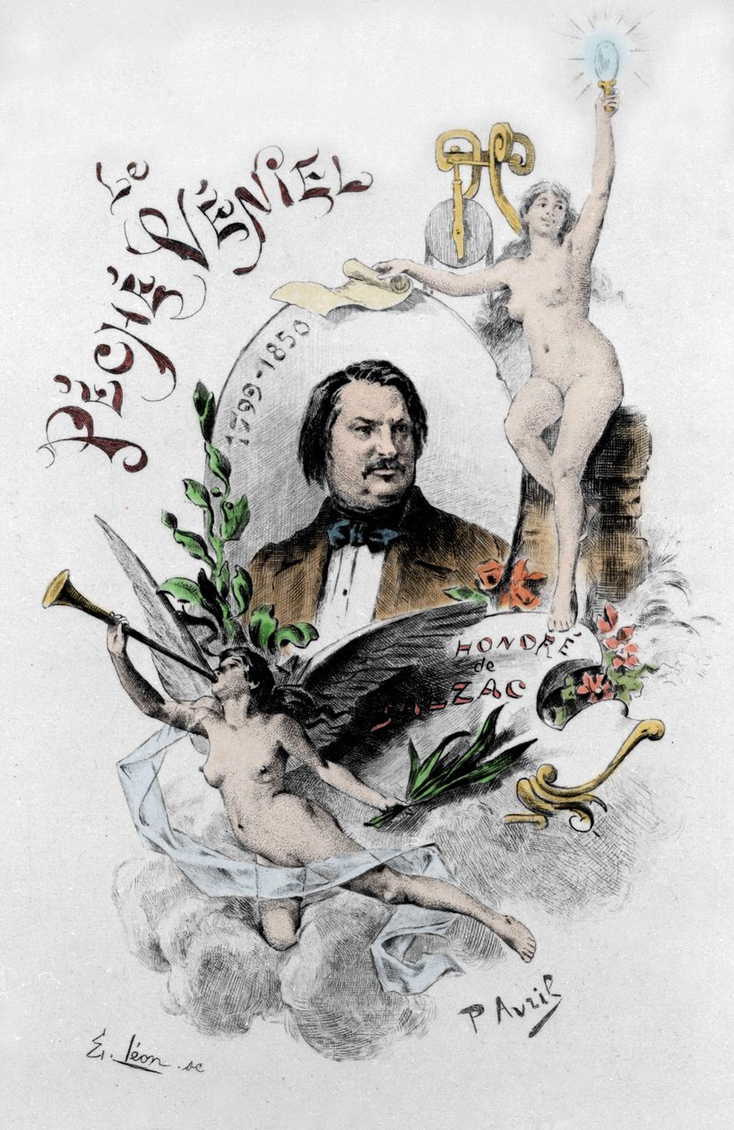 Frontispício de "O pecado veniel" de Honore de Balzac. Ilustração de Paul Avril (1843-1928) de 1901. de Edouard Henri Avril
