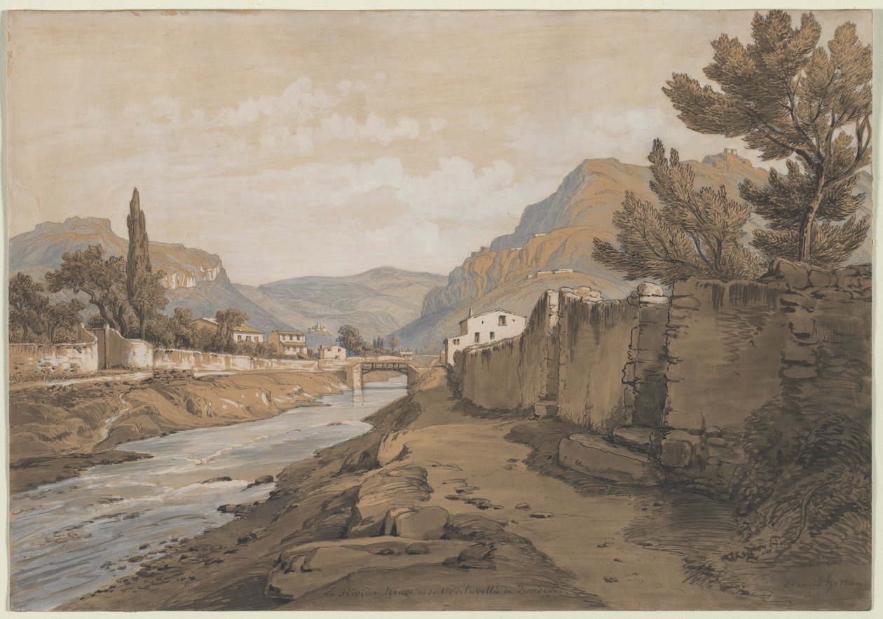 O rio Neuve, no final do vale de Dardenne, no século XIX. de Edouard Jean Marie Hostein