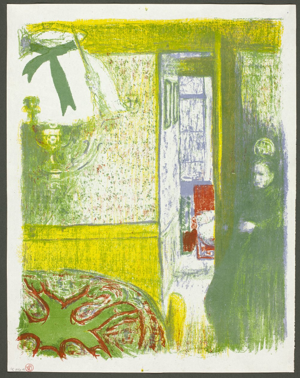Interior com candeeiro suspenso, prato quatro de Paisagens e interiores de Édouard Jean Vuillard