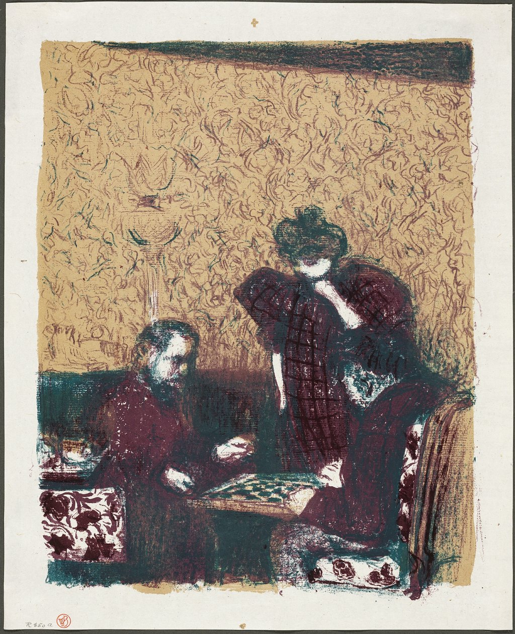 O Jogo de Damas, prato um de Paisagens e Interiores de Édouard Jean Vuillard