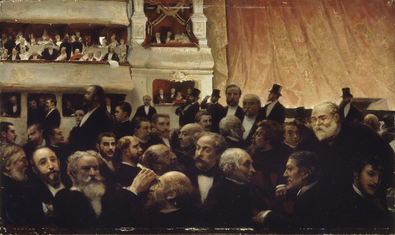 Intervalo de uma estreia na Comédie-Française, 1885. de Edouard Joseph Dantan