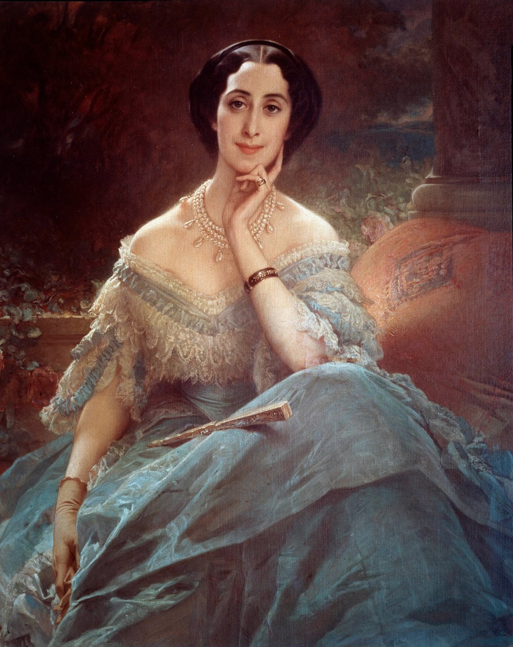 Retrato da Condessa Hallez Claparede, Senhora da Honra da Impressão Eugenie (1826-1920) Pintura de Edouard Louis Dubufe (1820-1883) de Edouard Louis Dubufe