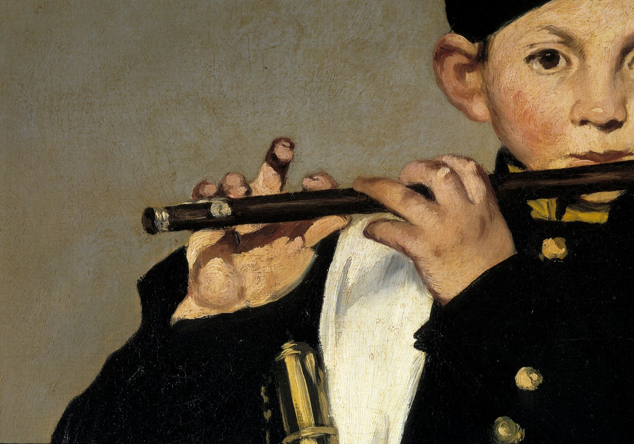 Um tocador de flauta. Detalhe. Pintura de Edouard Manet de Édouard Manet