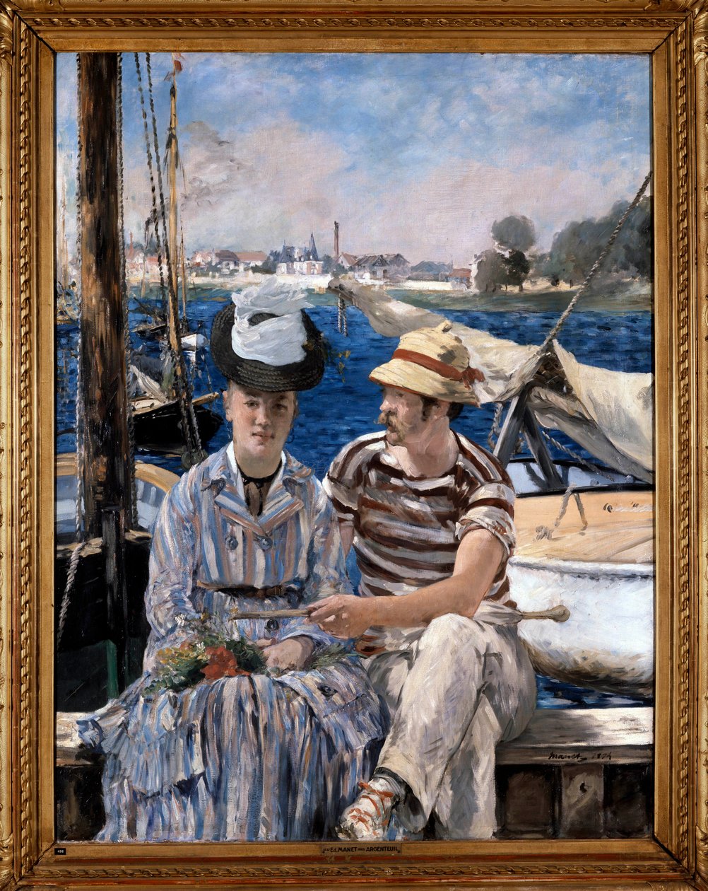Argenteuil Casal em roupas de remo. Pintura de Edouard Manet (1832-1883) 1874 de Édouard Manet