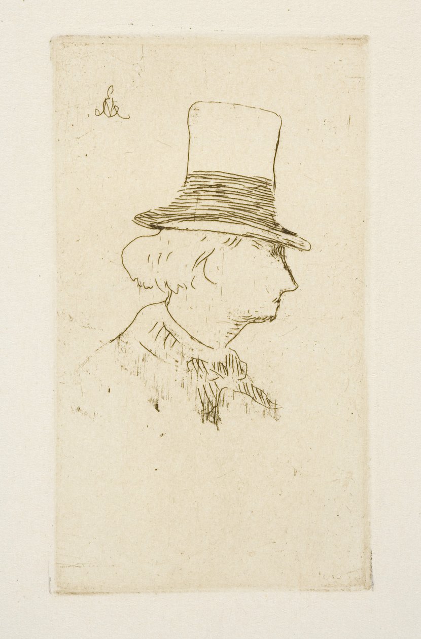 Baudelaire de perfil usando um chapéu, 1862 de Édouard Manet