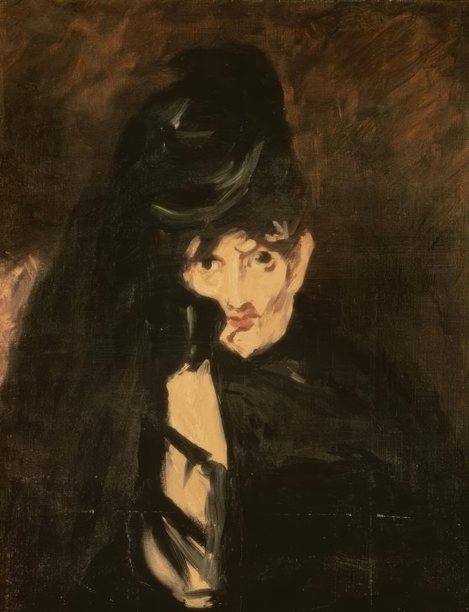 Berthe Morisot de chapéu de luto com véu longo de Édouard Manet
