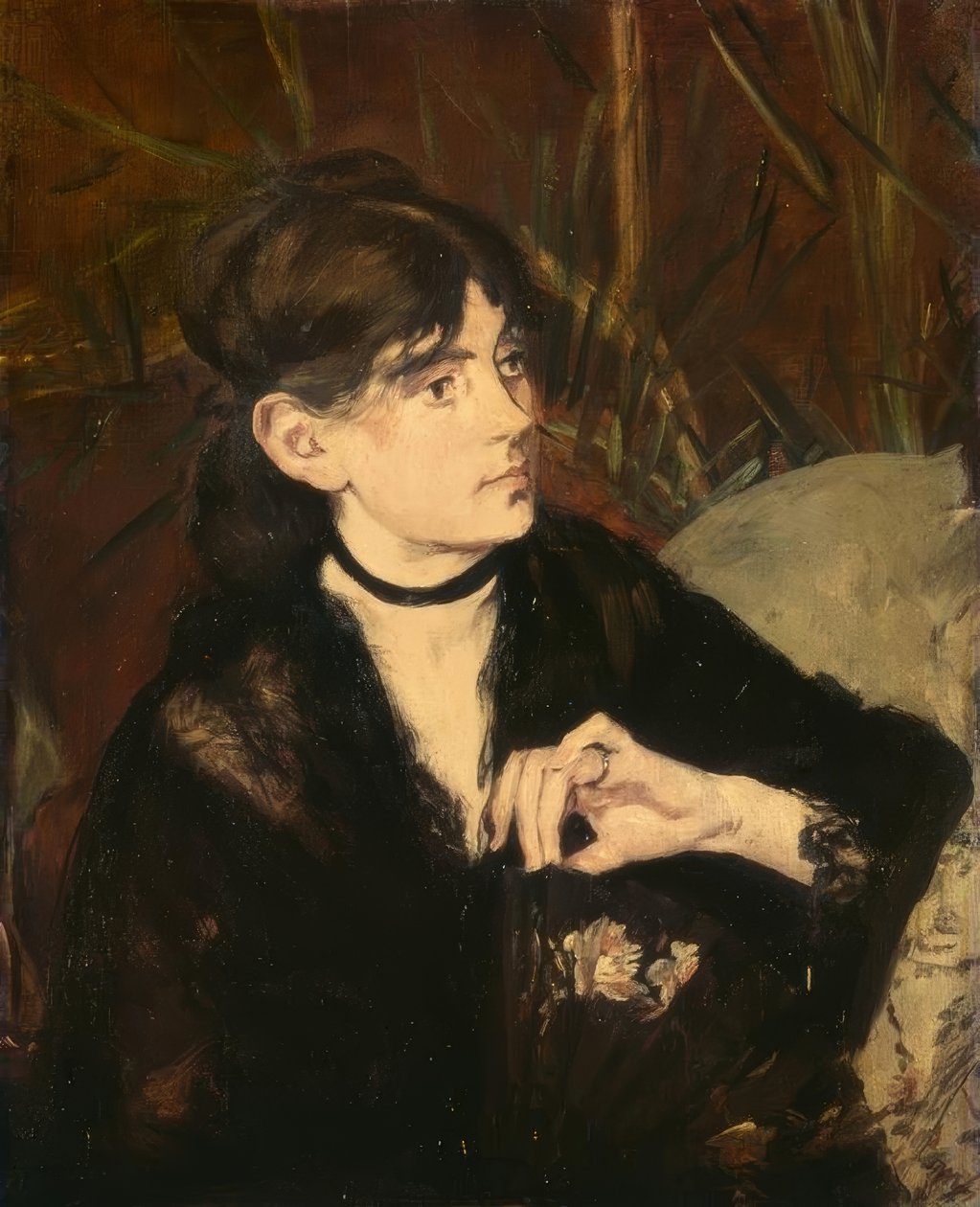Berthe Morisot segurando um leque de Édouard Manet