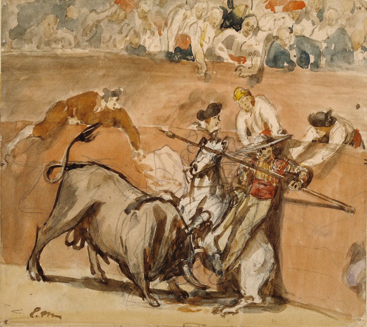 Tourada, 1865 (aquarela sobre grafite) de Édouard Manet