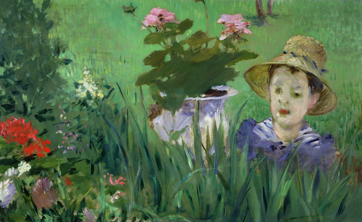 Criança nas Flores (Jacques Hoschede) 1876 de Édouard Manet