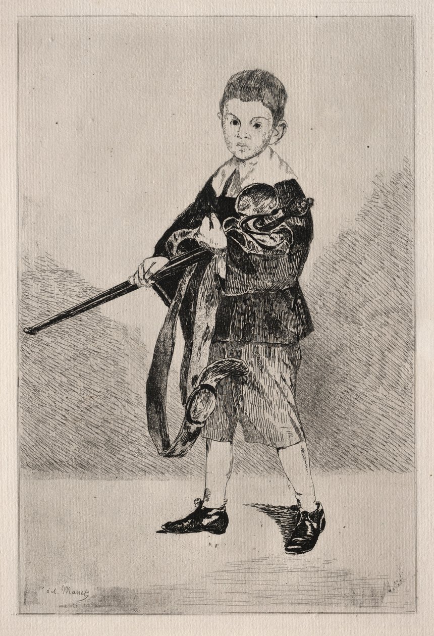 Criança com espada, girada para a esquerda. de Édouard Manet