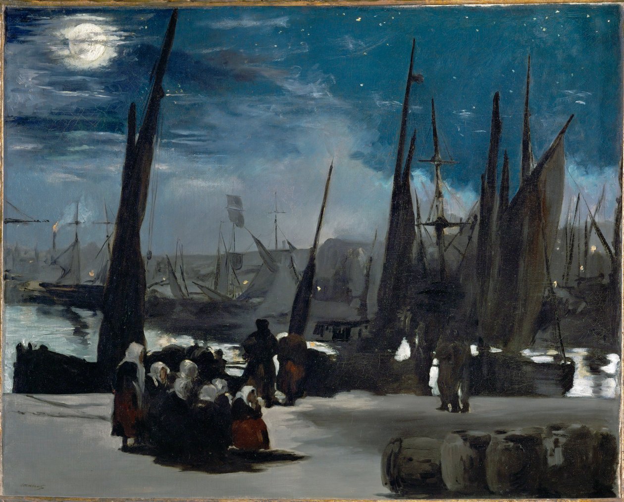 Clair de lune sur le port de Boulogne (óleo sobre tela) de Edouard Manet